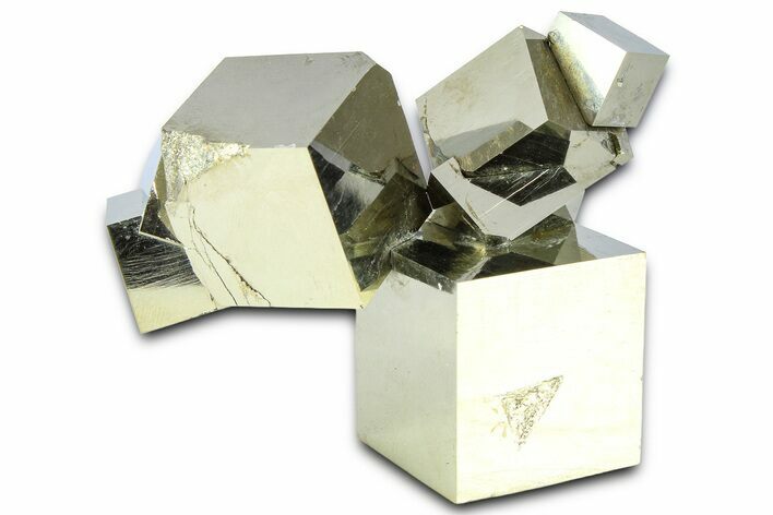 Shiny, Natural Pyrite Cube Cluster - Navajun, Spain #361806